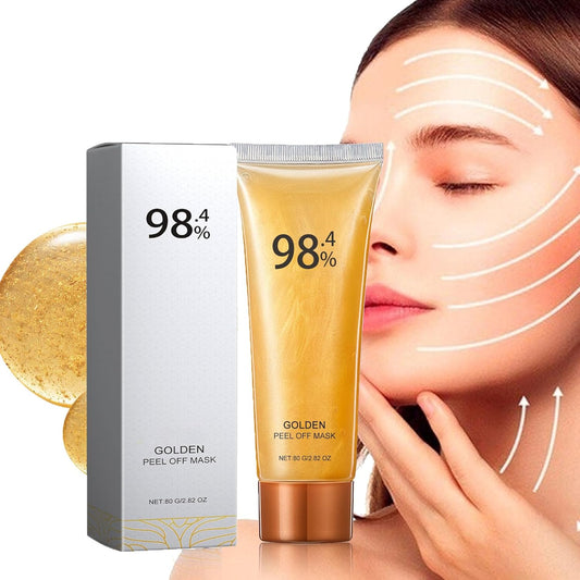 Mascarilla Peel off Dorada,Gold Peel off Mascarilla Facial,Mascarilla Exfoliante De Lámina Dorada,Mascarilla Facial Dorada Antienvejecimiento,98.4% Lámina De Oro Máscara Exfoliante Antiarrugas