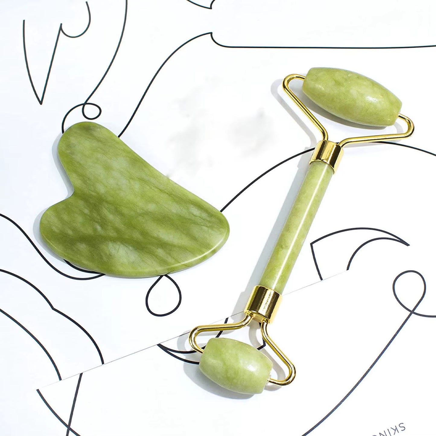 2 Uds Gua Sha Piedra Natural Gowoman Gua Sha Piedra Facial Gua Sha Rodillo De Visage Para Herramienta De Masaje Facial Raspador Gouache LBHL07