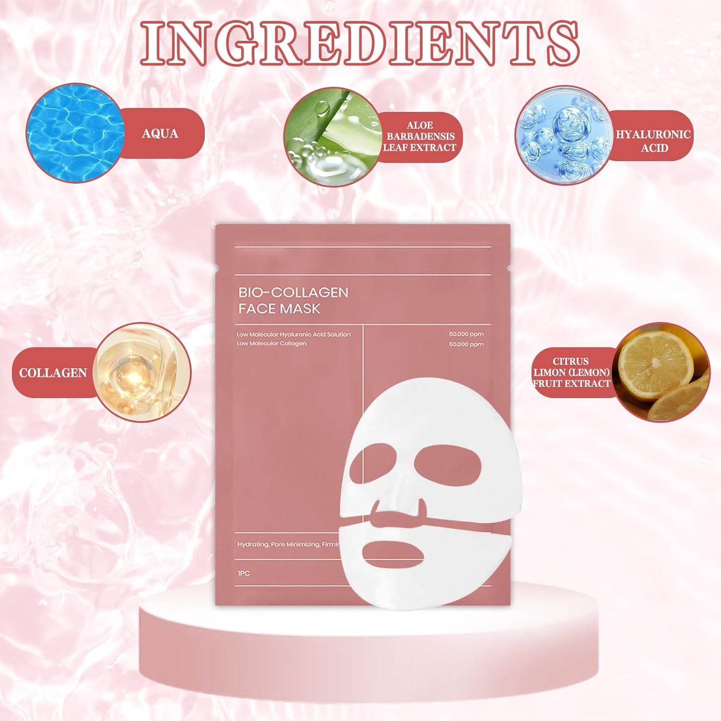 Bio Collagen Real Deep Mask, Mascarilla Colágeno Noche, Mascarilla De Colageno,Collagen Mask for Face Overnight, Hidratante, Lifting Y Encoge Los Poros